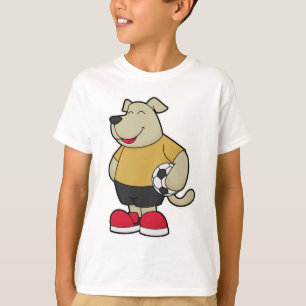 Hund als Fußballspieler mit Fußball T-Shirt