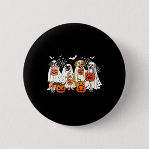 Hund als Geist verkleidet Halloween Button