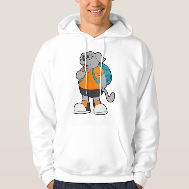 Hund als Hiker mit Rucksack Hoodie (Vorderseite)