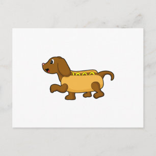 Hund als Hotdog Postkarte