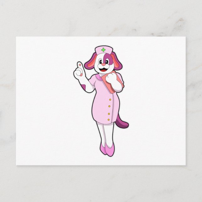 Hund als Krankenschwester Postkarte (Vorderseite)