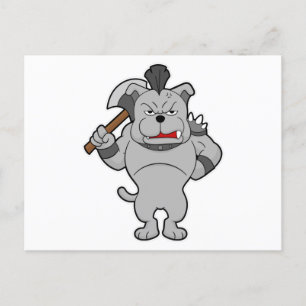 Hund als Krieger mit Ax Postkarte