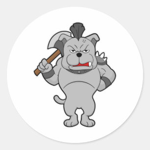 Hund als Krieger mit Ax Runder Aufkleber