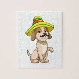 Hund als Mexikaner mit Strohhut Puzzle