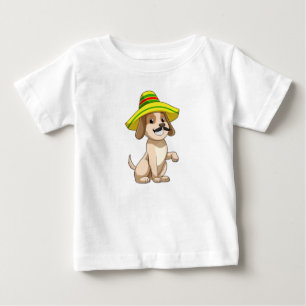 Hund als Mexikanerin mit Strohhut Baby T-shirt