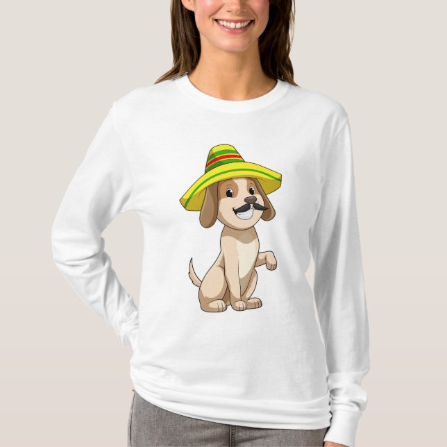 Hund als Mexikanerin mit Strohhut T-Shirt (Vorderseite)