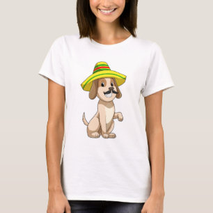 Hund als Mexikanerin mit Strohhut T-Shirt