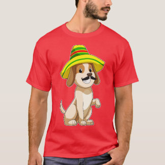 Hund als Mexikanerin mit Strohhut T-Shirt