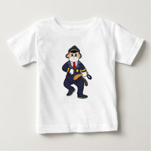 Hund als Polizeibeamter mit Polizeiuniform Baby T-shirt
