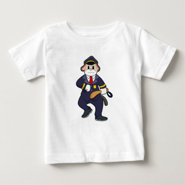 Hund als Polizeibeamter mit Polizeiuniform Baby T-shirt (Vorderseite)