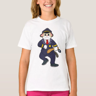 Hund als Polizeibeamter mit Polizeiuniform T-Shirt