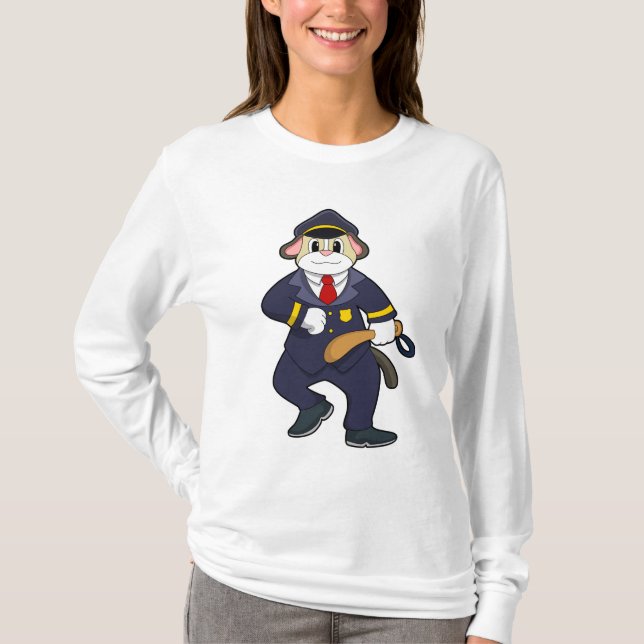 Hund als Polizeibeamter mit Polizeiuniform T-Shirt (Vorderseite)
