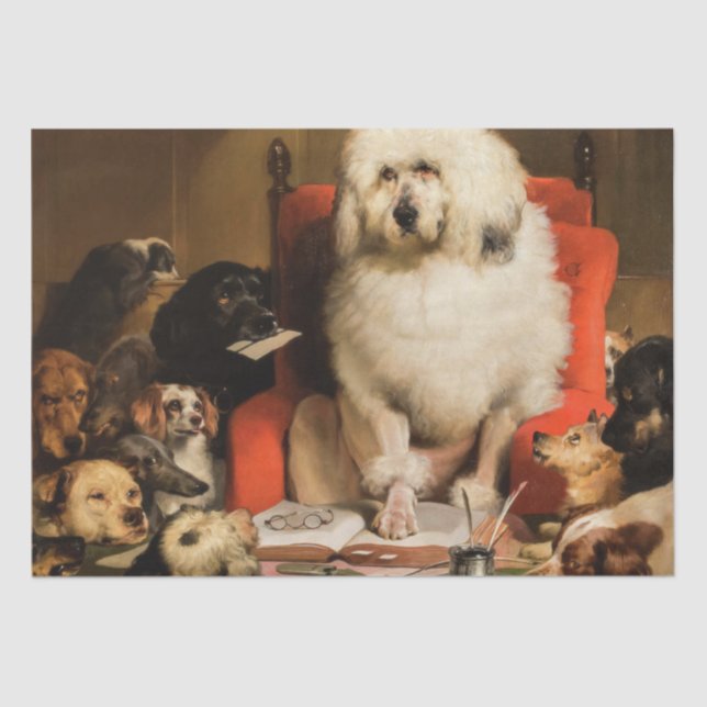 Hund als Richter, der das Gesetz vor Gericht festl Seidenpapier (Vorderseite)