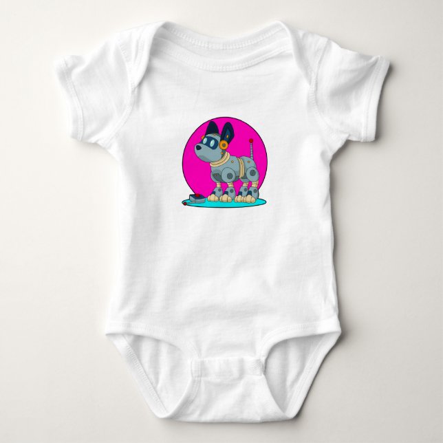 Hund als Roboter Baby Strampler (Vorderseite)