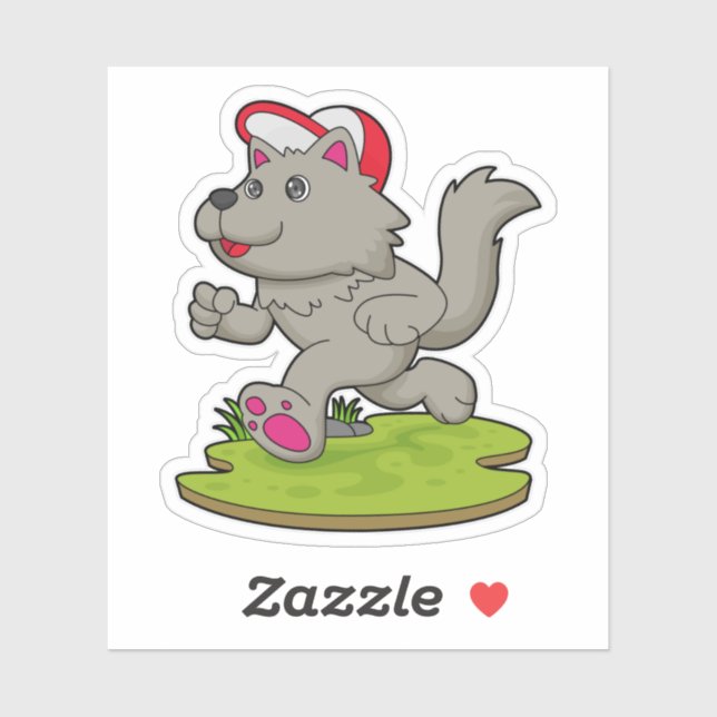 Hund als Runner mit Cap Aufkleber (Blatt)