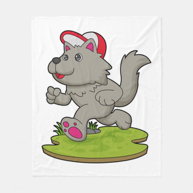 Hund als Runner mit Cap Fleecedecke (Vorderseite)