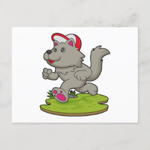 Hund als Runner mit Cap Postkarte