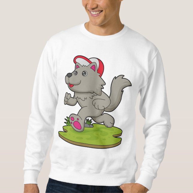 Hund als Runner mit Cap Sweatshirt (Vorderseite)