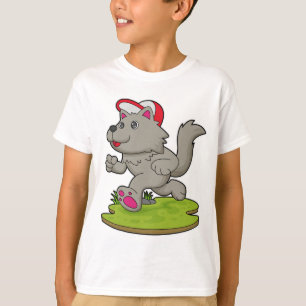 Hund als Runner mit Cap T-Shirt