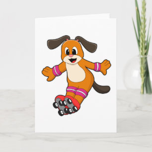 Hund als Skater mit Inline-Skates Karte