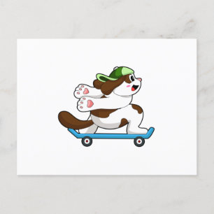 Hund als Skater mit Skateboard Postkarte