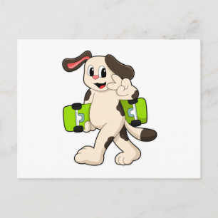 Hund als Skater mit Skateboard Postkarte