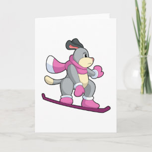 Hund als Snowboarder mit Sonowboard Karte