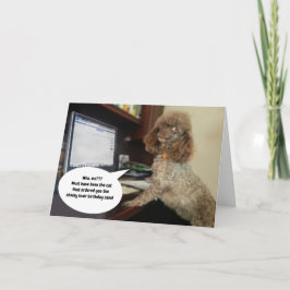 Hund am Computer, geben Sie der Katze die Schuld a Karte