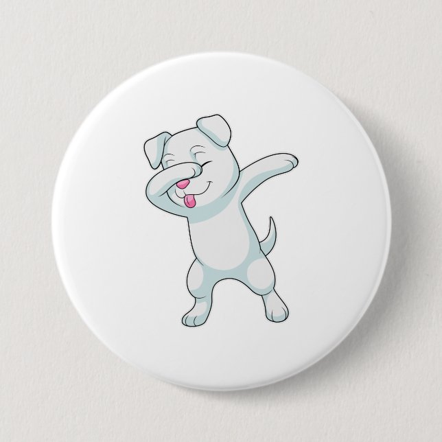 Hund am Hip Hop Dance Dab Button (Vorderseite)