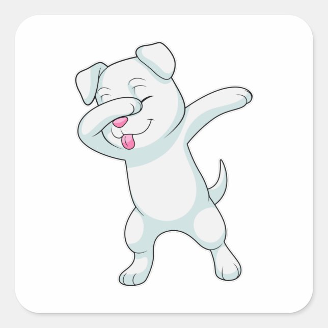 Hund am Hip Hop Dance Dab Quadratischer Aufkleber (Vorderseite)