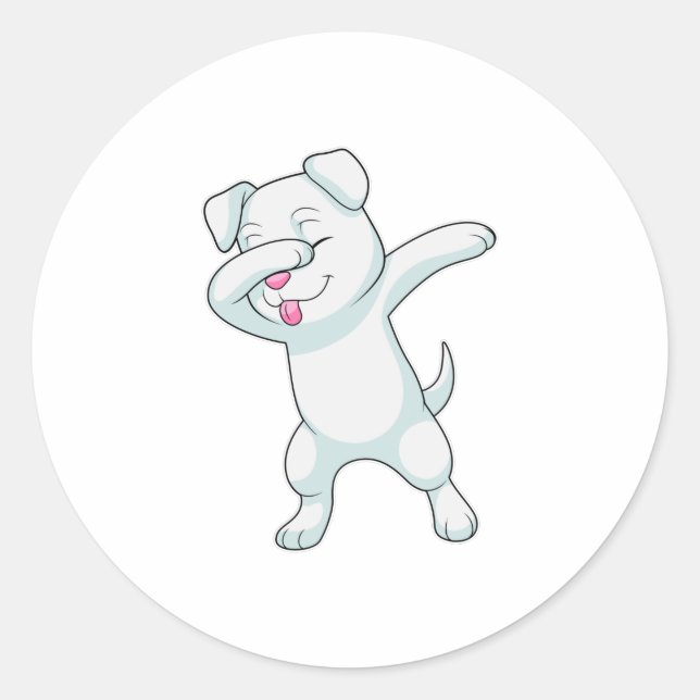 Hund am Hip Hop Dance Dab Runder Aufkleber (Vorderseite)