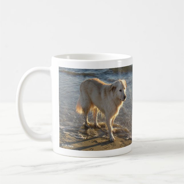 Hund am Strand Kaffeetasse (Links)
