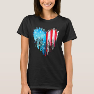 Hund American Flag Watercolorr Art 4. Juli T-Shirt