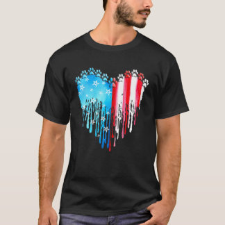Hund American Flag Watercolorr Art 4. Juli T-Shirt