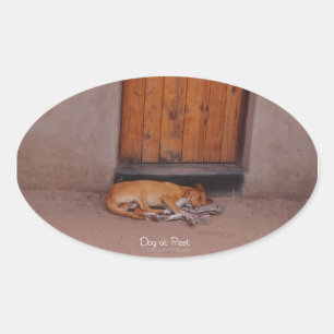 Hund an der Erholung Oval Stickers