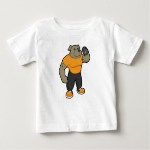 Hund an der Fitness mit Dumbell Baby T-shirt