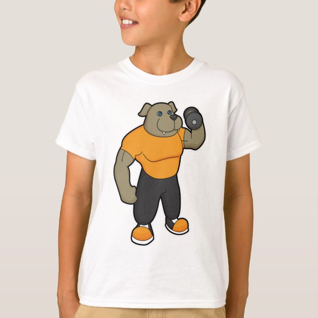 Hund an der Fitness mit Dumbell T-Shirt (Vorderseite)
