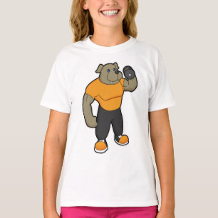 Hund an der Fitness mit Dumbell T-Shirt