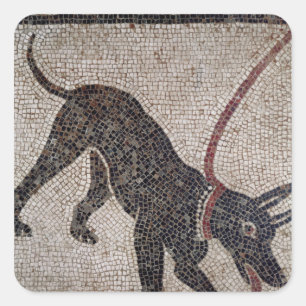 Hund an der Leine aus Pompeji Quadratischer Aufkleber