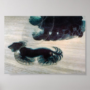 Hund an der Leine Vintage-Kunstplakat Poster
