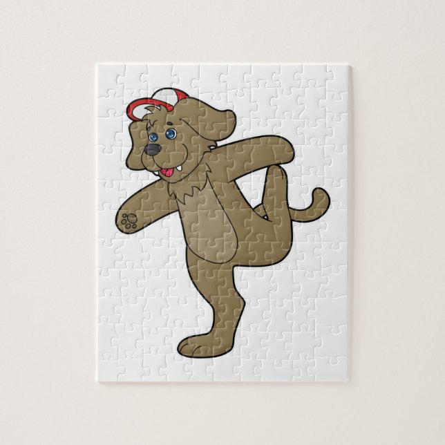 Hund an der Yoga-Fitness Puzzle (Vertikal)