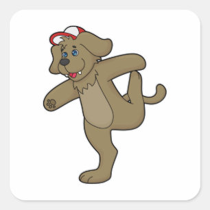 Hund an der Yoga-Fitness Quadratischer Aufkleber