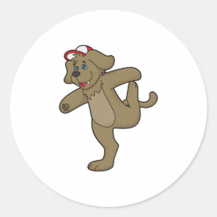 Hund an der Yoga-Fitness Runder Aufkleber