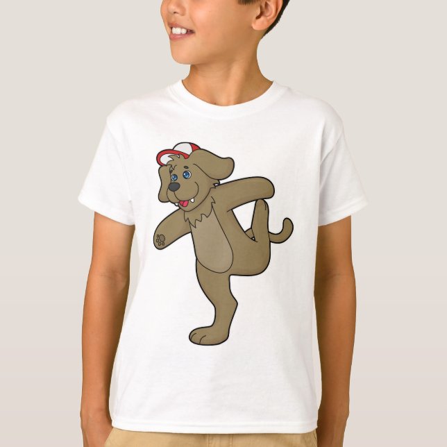 Hund an der Yoga-Fitness T-Shirt (Vorderseite)