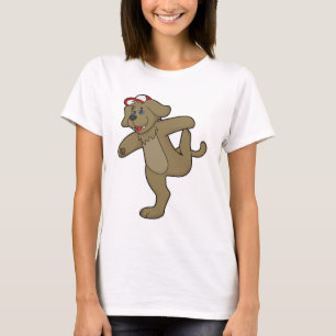 Hund an der Yoga-Fitness T-Shirt