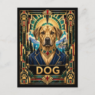 Hund, Art Deco Wildlife Postkarte