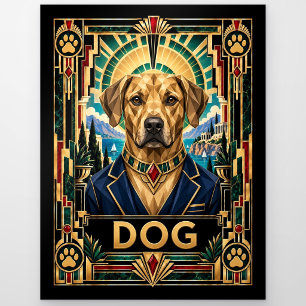 Hund, Art Deco Wildlife Postkarte