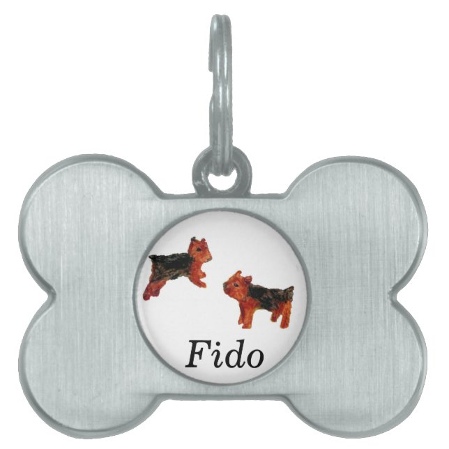 Hund Art Two Brown Terriers Tiermarke (Vorderseite)