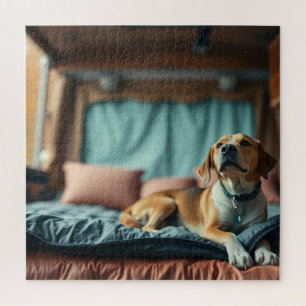 Hund auf Bett Puzzle