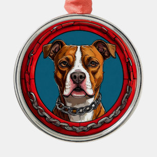 Hund auf blauem Hintergrund mit Ketten Ornament Aus Metall